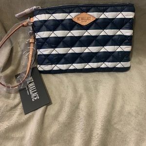 Mz Wallace nvy/wht striped pouch